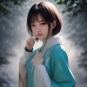 美咲结衣资讯站内容编辑苏雨桐的工作照，正在整理图片素材与视觉内容，背景为明亮整洁的设计工作区